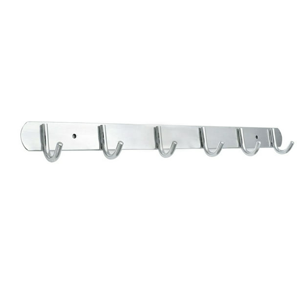 Brushed Nickel & Chrome Wall Hung Mount 6 Hook Hat and Coat Rack Organizer